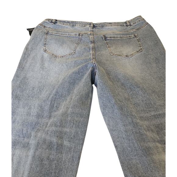 NWT Eloquii Wide Leg Distressed Denim Womens 18 High Rise Plus SZ Light Wash - Picture 6 of 13
